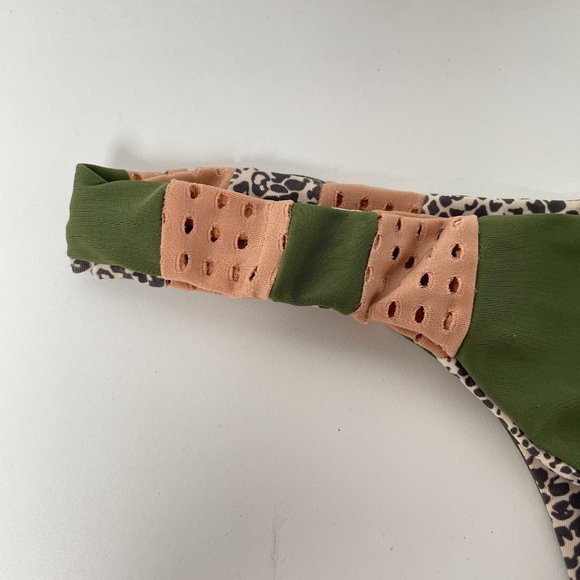 ACACIA Swimwear Green Palm Topless Mesh Bottom Size XS / P Bikini Swimsuit - Picture 3 of 9